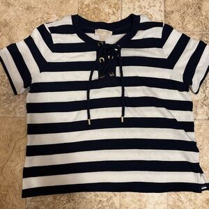 Michael Kors Kids Navy and White Striped Tee